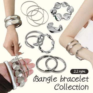 Hot Summer Metal Curved Bold Twist One-Touch Open Bangle Bracelet Collection