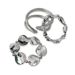Hot Summer Metal Curved Bold Twist One-Touch Open Bangle Bracelet Collection
