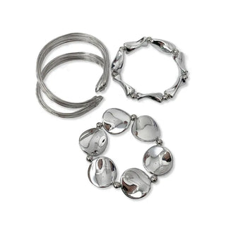 Hot Summer Metal Curved Bold Twist One-Touch Open Bangle Bracelet Collection