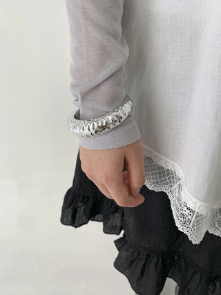 Hot Summer Metal Curved Bold Twist One-Touch Open Bangle Bracelet Collection