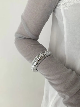 Hot Summer Metal Curved Bold Twist One-Touch Open Bangle Bracelet Collection