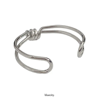 Hot Summer Metal Curved Bold Twist One-Touch Open Bangle Bracelet Collection