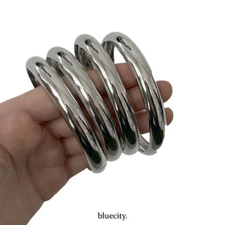 Hot Summer Metal Curved Bold Twist One-Touch Open Bangle Bracelet Collection