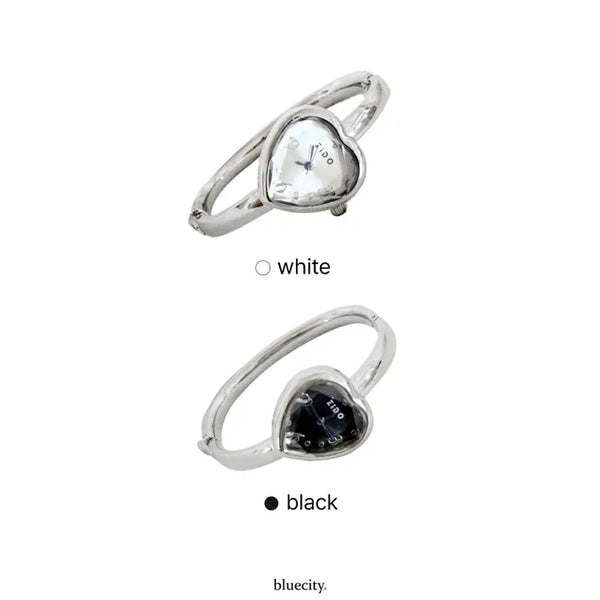 Heart Bangle Metal Bold Bracelet Wristwatch