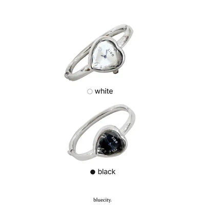 Heart Bangle Metal Bold Bracelet Wristwatch