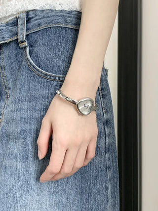 Heart Bangle Metal Bold Bracelet Wristwatch