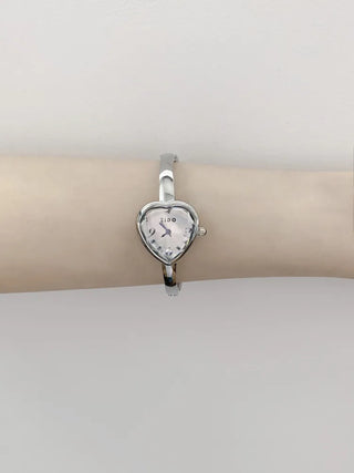 Heart Bangle Metal Bold Bracelet Wristwatch