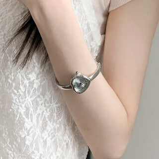 Heart Bangle Metal Bold Bracelet Wristwatch