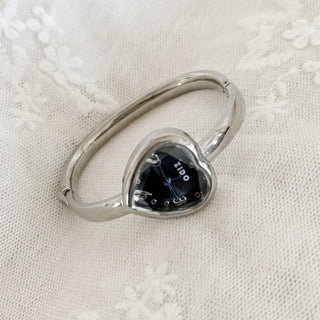 Heart Bangle Metal Bold Bracelet Wristwatch