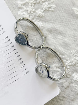 Heart Bangle Metal Bold Bracelet Wristwatch