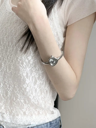 Heart Bangle Metal Bold Bracelet Wristwatch