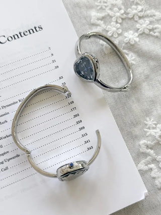 Heart Bangle Metal Bold Bracelet Wristwatch