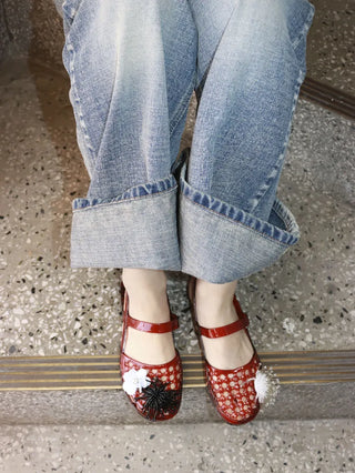 Summer Glitter Punched Flat PVC Rainy Season Water Play Sandals Jelly Shoes