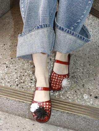 Summer Glitter Punched Flat PVC Rainy Season Water Play Sandals Jelly Shoes