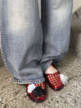 Summer Glitter Punched Flat PVC Rainy Season Water Play Sandals Jelly Shoes