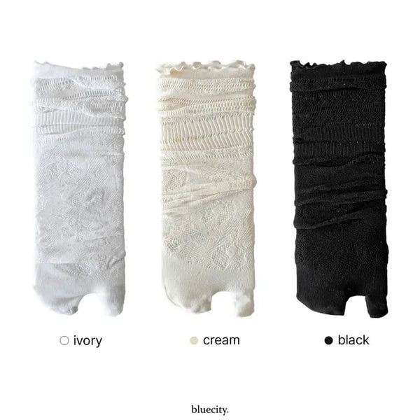 Tabi Lace Mesh Toe Flip-flops Summer Long Socks