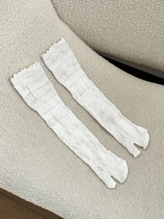 Tabi Lace Mesh Toe Flip-flops Summer Long Socks