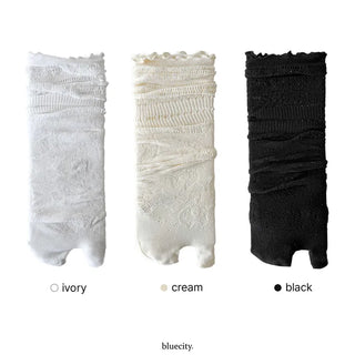 Tabi Lace Mesh Toe Flip-flops Summer Long Socks
