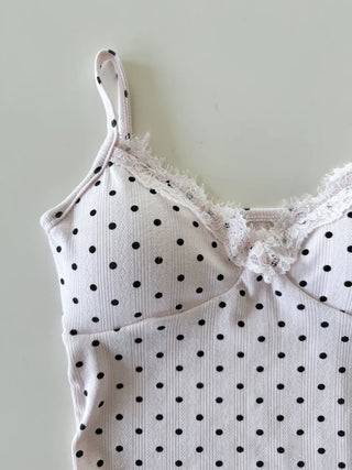 Color Lace Polka Dot V-Neck Sleeveless Strappy Top