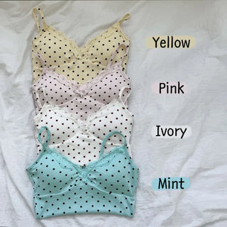 Color Lace Polka Dot V-Neck Sleeveless Strappy Top