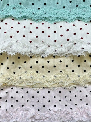Color Lace Polka Dot V-Neck Sleeveless Strappy Top