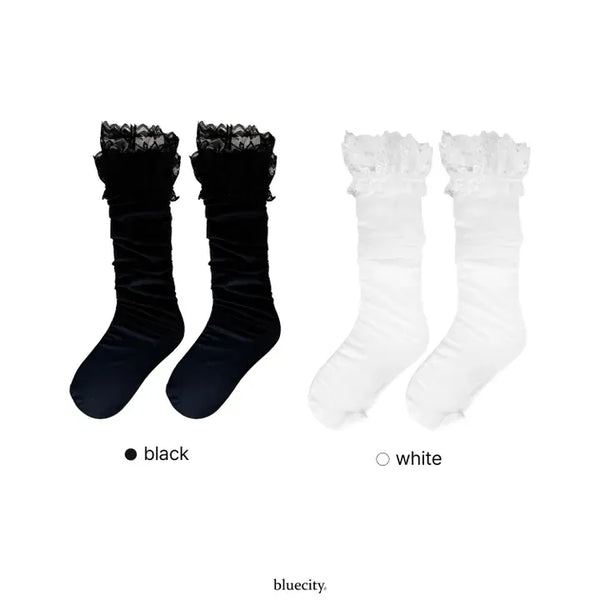 See-through Lace Chiffon Knee Socks Stockings