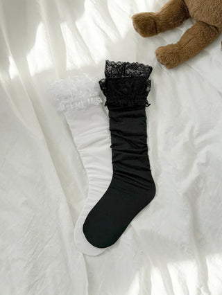 See-through Lace Chiffon Knee Socks Stockings