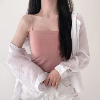Soft Cheese Square Sleeveless Bralette in 2 Lengths