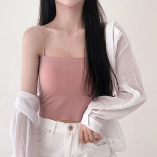 Soft Cheese Square Sleeveless Bralette in 2 Lengths