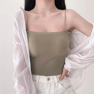 Soft Cheese Square Sleeveless Bralette in 2 Lengths