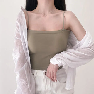 Soft Cheese Square Sleeveless Bralette in 2 Lengths