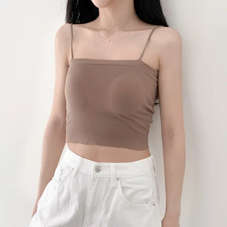 Soft Cheese Square Sleeveless Bralette in 2 Lengths