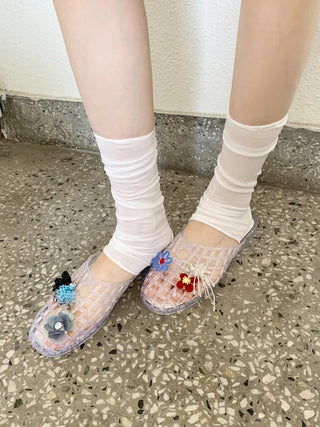 Summer Layer Cotton Color See-through Short Leg Warmers