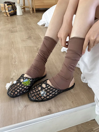 Summer Layer Cotton Color See-through Short Leg Warmers