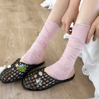 Summer Layer Cotton Color See-through Short Leg Warmers