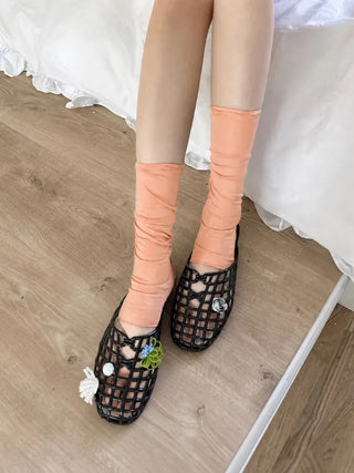 Summer Layer Cotton Color See-through Short Leg Warmers