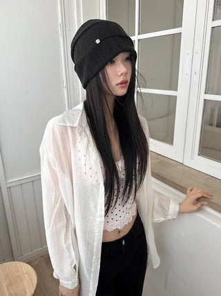 Modern Coin Soft See-through Knit Beanie Hat