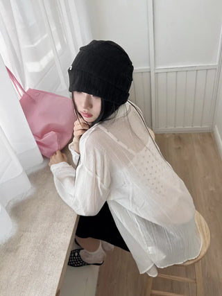 Modern Coin Soft See-through Knit Beanie Hat
