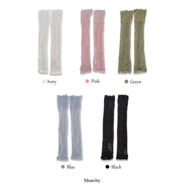 Half-Banding Lace See-through Color Leg Warmers