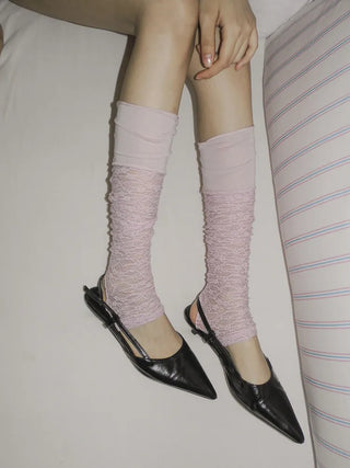 Half-Banding Lace See-through Color Leg Warmers
