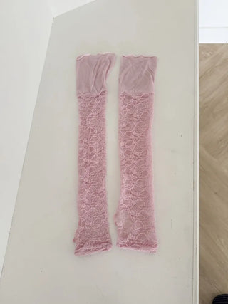 Half-Banding Lace See-through Color Leg Warmers