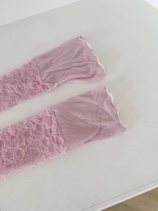 Half-Banding Lace See-through Color Leg Warmers