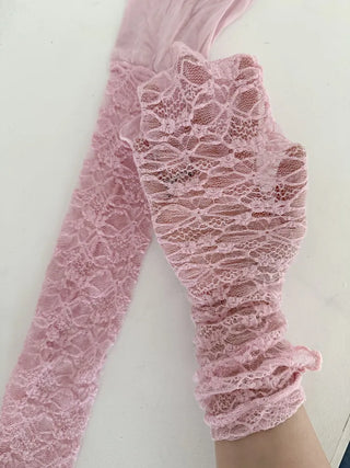Half-Banding Lace See-through Color Leg Warmers