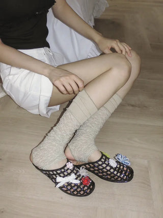 Half-Banding Lace See-through Color Leg Warmers
