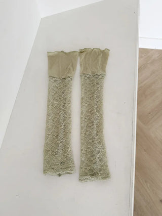 Half-Banding Lace See-through Color Leg Warmers