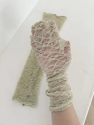 Half-Banding Lace See-through Color Leg Warmers