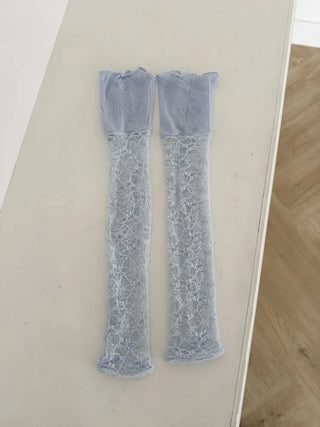 Half-Banding Lace See-through Color Leg Warmers