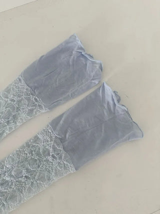 Half-Banding Lace See-through Color Leg Warmers