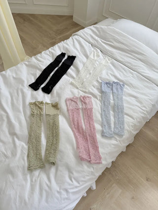 Half-Banding Lace See-through Color Leg Warmers