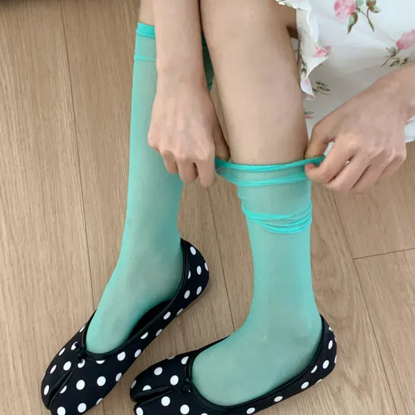 See-through Lace Mesh Pattern Knee Socks Tabi Stockings Socks Collection